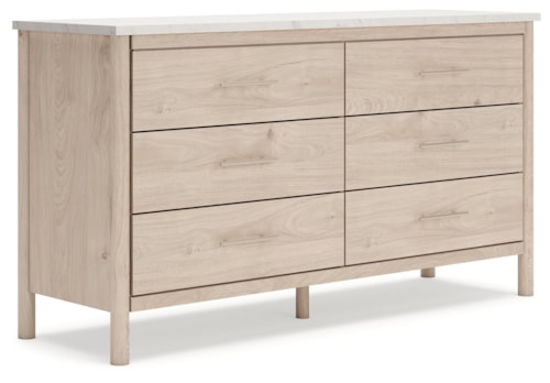 6-Drawer Dresser with Marble-Look Top