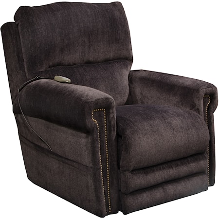 Transitional Lay Flat Power Recliner with Power Headrest and Lumbar Power