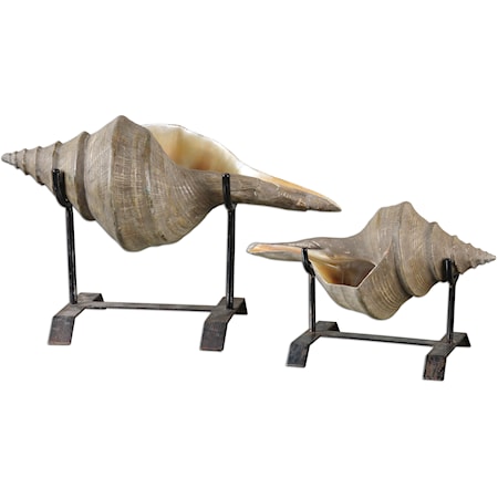 Conch Shell Sculpture Set of 2