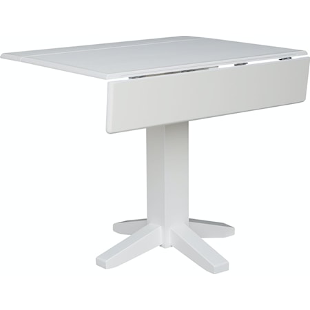 Square Dropleaf Pedestal Table in Pure White