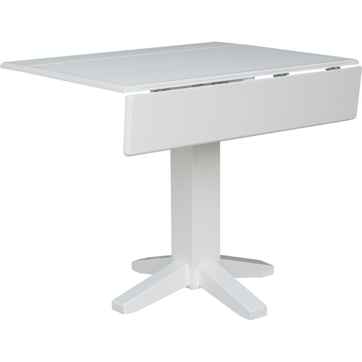 John Thomas Dining Essentials Square Dropleaf Pedestal Table in Pure White
