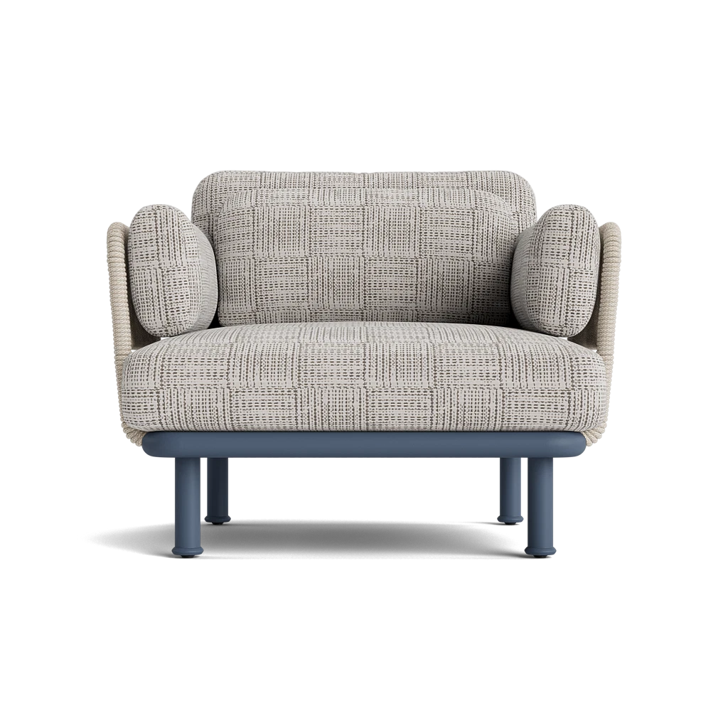 Cushioned Rope-Panel Club Chair