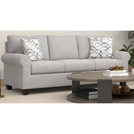 Contemporary Sofa with Rolled Armrests