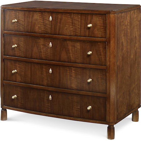 Darby Bowfront 4-Drawer Chest with Brass Hardware