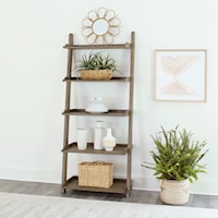 Transitional Five-Shelf Leaning Pier Bookcase