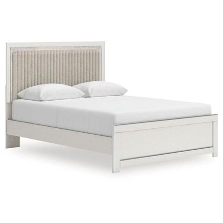 Queen Upholstered Panel Platform Bed