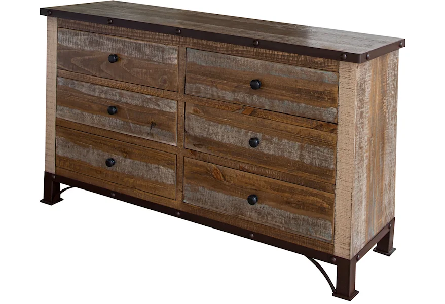 Antique Multicolor Dresser by International Furniture Direct at Gill Brothers Furniture & Mattress