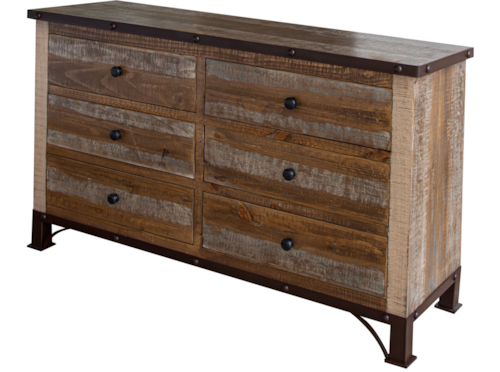 Rustic 6 Drawer Dresser
