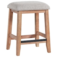 Relaxed Vintage Backless Counter Height Stool with Upholstered Seat