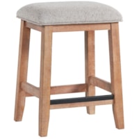 Relaxed Vintage Backless Counter Height Stool with Upholstered Seat