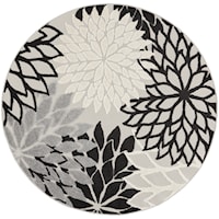 4'  Black White Round Rug