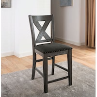 Transitional 2-Pack Bar Stool Chairs with Nailhead Trim 