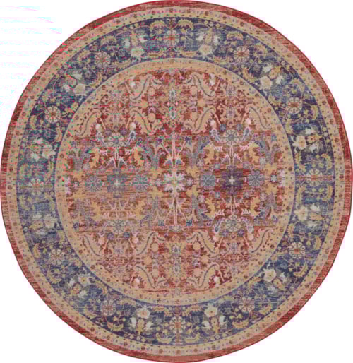 4' x Round Red Round Rug