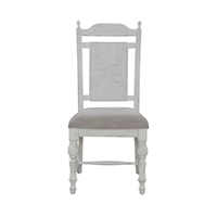 Farmhouse Panel Back Side Chair with Upholstered Seat