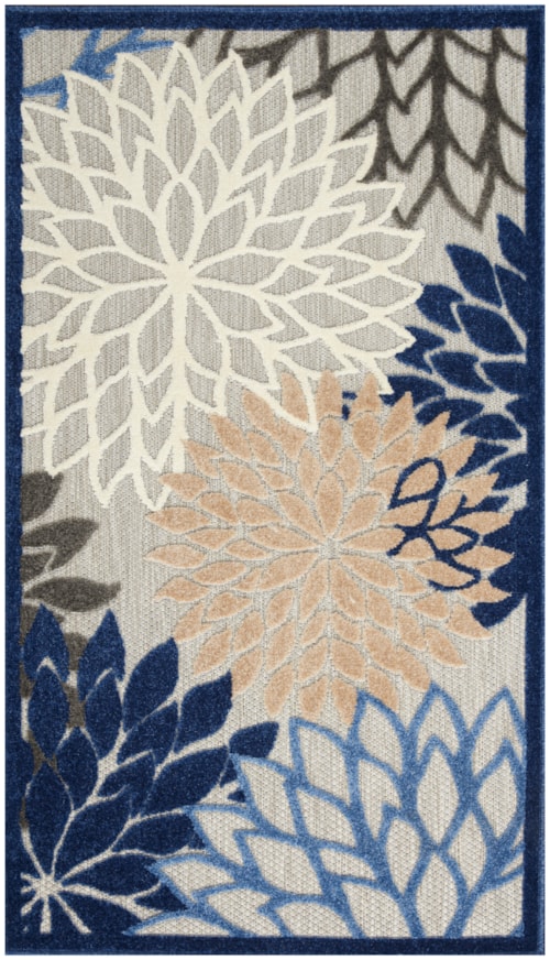 3' x 5' Blue/Multicolor Rectangle Rug