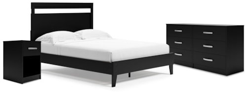 Queen Panel Platform Bed With Dresser And Nightstand