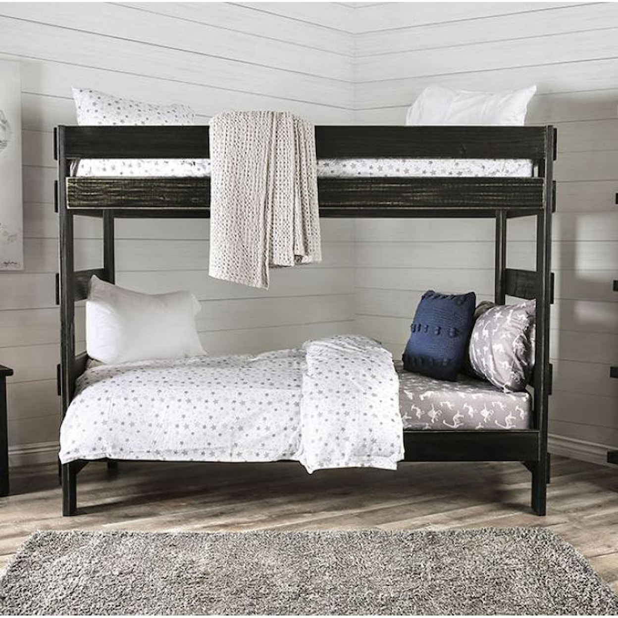Furniture of America - FOA Arlette Twin/Twin Bunk Bed with 2 Slat Kits