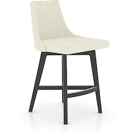 Mid-Century Modern Upholstered Swivel Stool