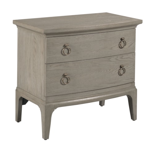Transitional 2-Drawer Nightstand with Brass Pulls