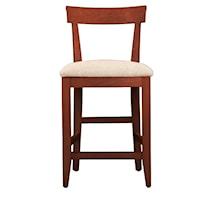 Mid-Century Modern Counter Stool with Upholstered Seat