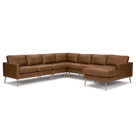 Leather 6-Seat Sectional Sofa w/ Chaise