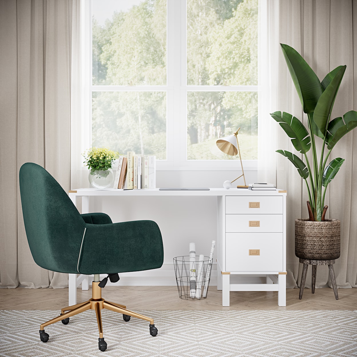 Accentrics Home Home Office Emerald Channeled Back Office Chair