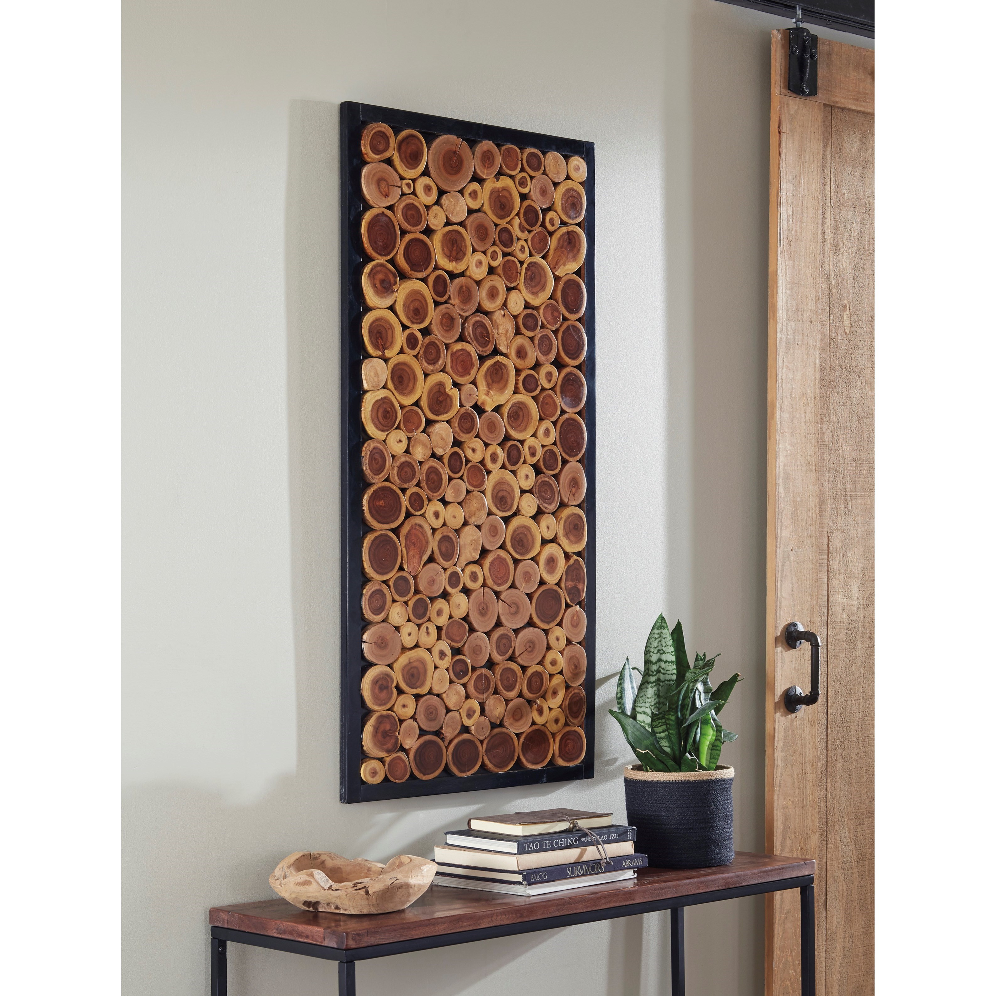 Signature Design by Ashley Wall Art A8010182 Jonford Wood Slice Wall