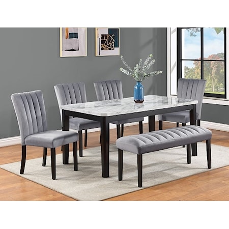 PAXTON WHITE AND GREY 6 PIECE | DINING SET