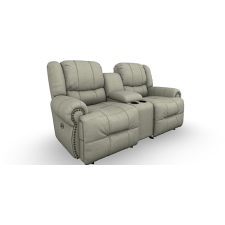 Casual Reclining Space Saver Console Loveseat