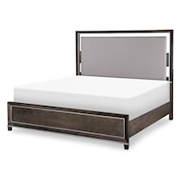 Contemporary Queen Upholstered Panel Bed with Touch Lighting