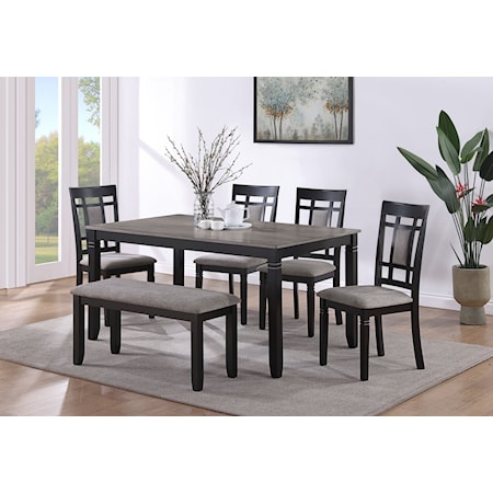 Paige Casual 6-Piece Dinette Set with Upholstered Dining Bench