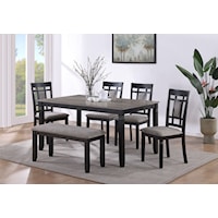 Paige Casual 6-Piece Dinette Set with Upholstered Dining Bench