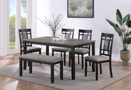 Paige Casual 6-Piece Dinette Set with Upholstered Dining Bench