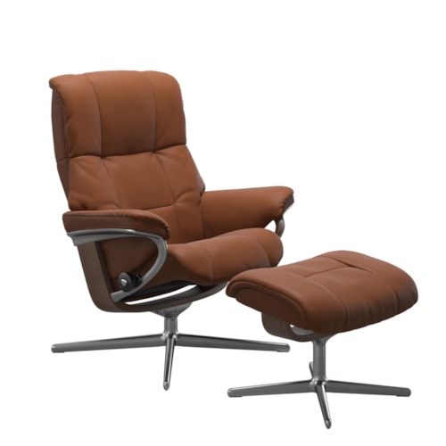 Contemporary Mayfair Large Recliner and Ottoman with Cross Base