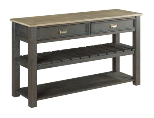Transitional Two-Tone Sofa Table with Two Drawers