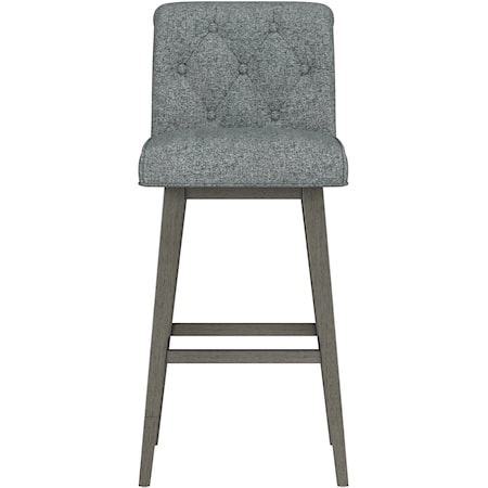 Uniquely Yours Wood And Upholstered Tufted Adjustable Swivel Stool