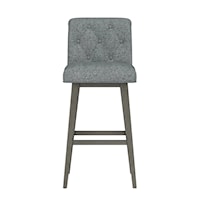 Uniquely Yours Wood And Upholstered Tufted Adjustable Swivel Stool