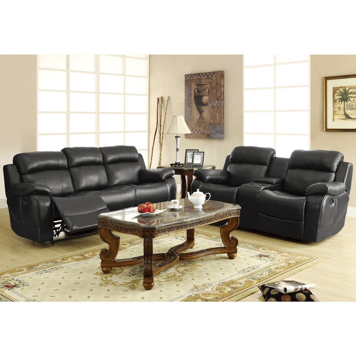 Homelegance Furniture Marille Reclining Console Loveseat