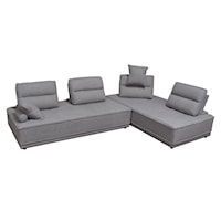 Slate 2Pc Lounge Seating Platforms With Moveable Backrest Supports In Grey Polyester Fabric