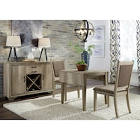 Farmhouse 3-Piece Dining Set with Upholstered Chairs