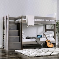 Rustic Twin Over Twin Bunk Bed with Front Access Steps and Drawers in Staircase