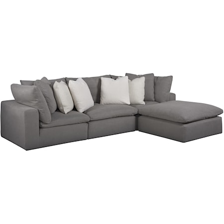 Casual 4-Piece Sectional with Memory Foam Frame