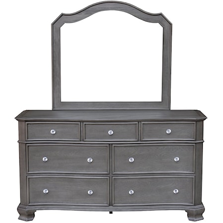 7-Drawer Dresser with Arched Mirror