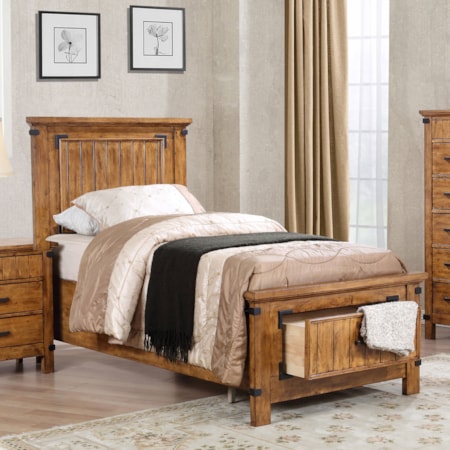 Wood Twin Storage Panel Bed