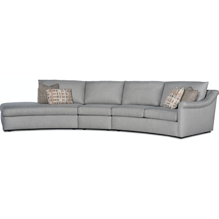 3-Piece Curved Sectional Sofa w/ LAF Chais