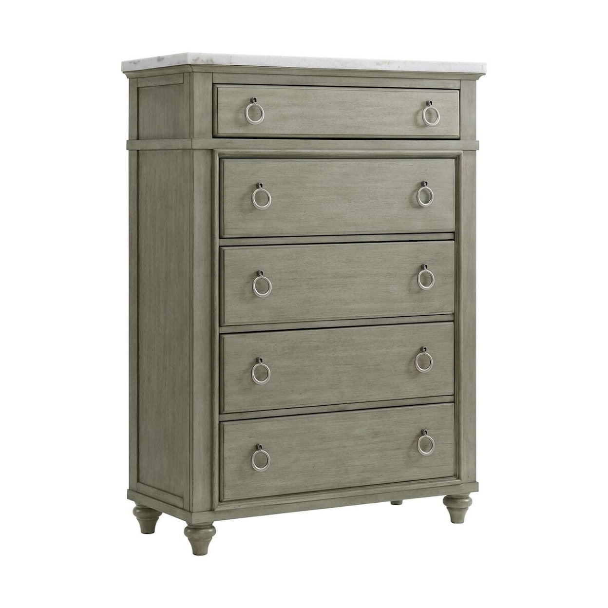 Elements Kendari 5-Drawer Bedroom Chest with White Marble Top