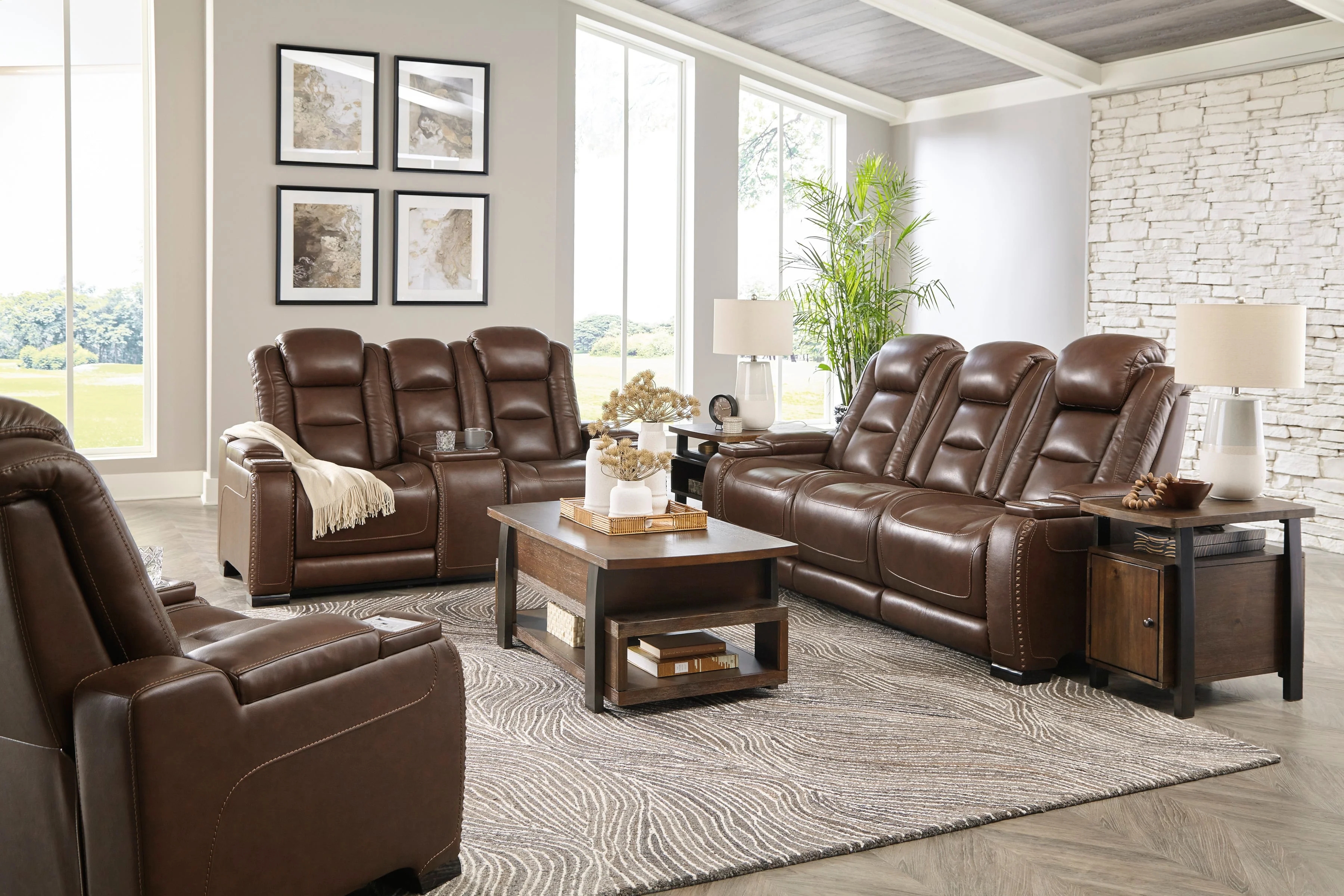 Signature Design by Ashley The Man-Den U8530613 Contemporary Power Recliner  with Adjustable Headrest and Lumbar Support, Arwood's Furniture