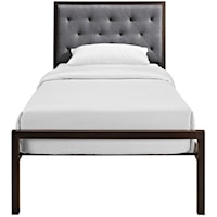 Contemporary Upholstered Twin Platform Bed