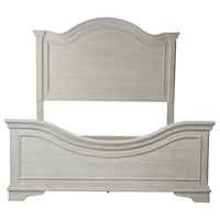 Transitional King Panel Bed with Arched Panel Headboard
