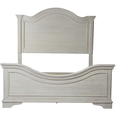 Transitional Queen Panel Bed with Arched Panel Headboard